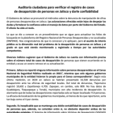 Respuesta al comunicado del Gobierno de Jalisco sobre la manipulación de cifras de personas desaparecidas
